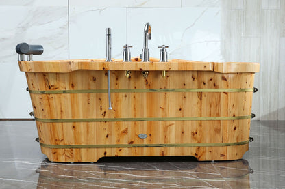 Free Standing Cedar Wooden Bathtub with Tub Filler by Alfi