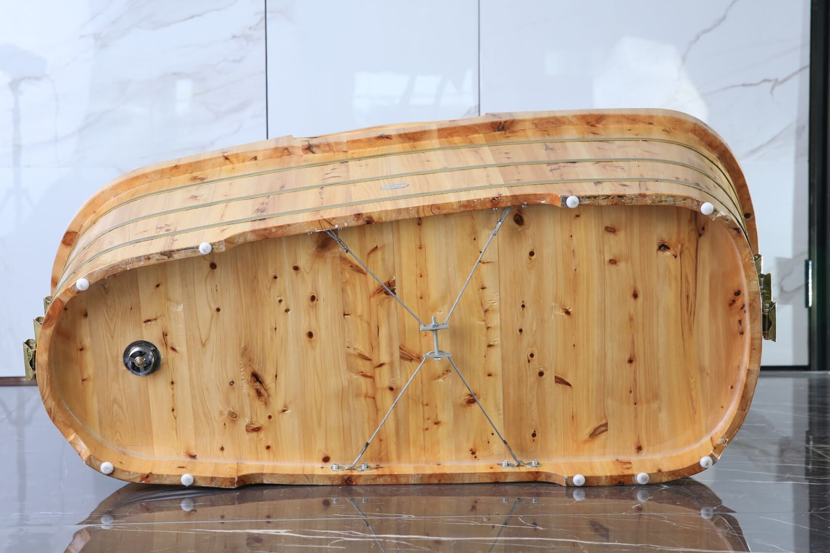 Free Standing Cedar Wooden Bathtub with Tub Filler by Alfi
