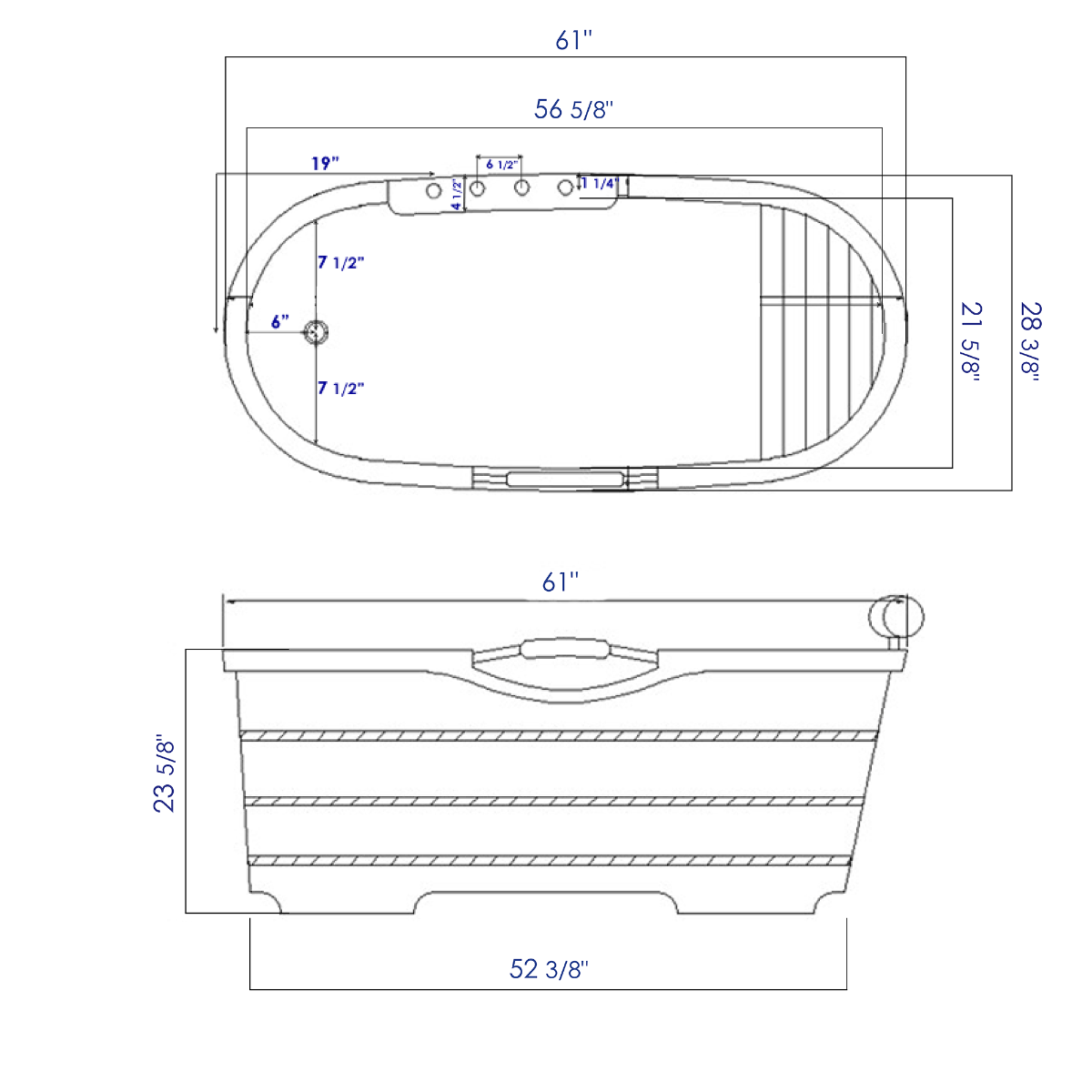 Free Standing Cedar Wooden Bathtub with Tub Filler by Alfi