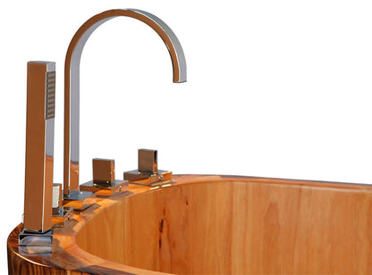 Free Standing Wooden Bathtub with Tub Filler by Alfi