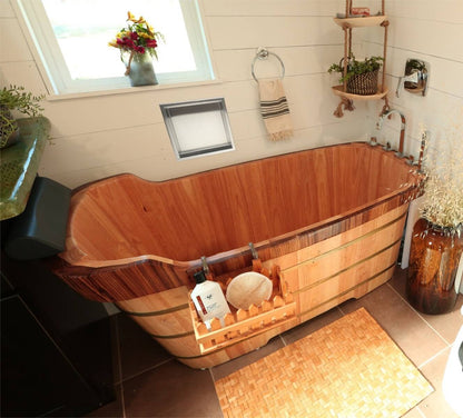 Free Standing Wooden Bathtub with Tub Filler by Alfi