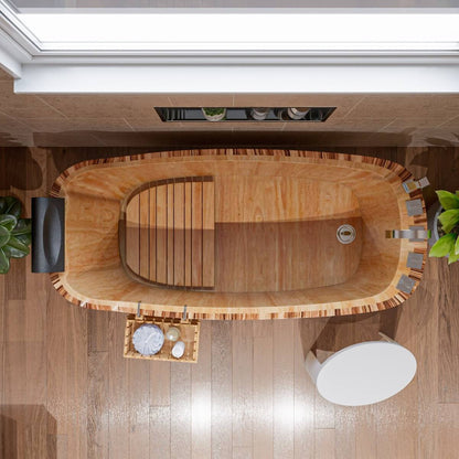 Free Standing Wooden Bathtub with Tub Filler by Alfi