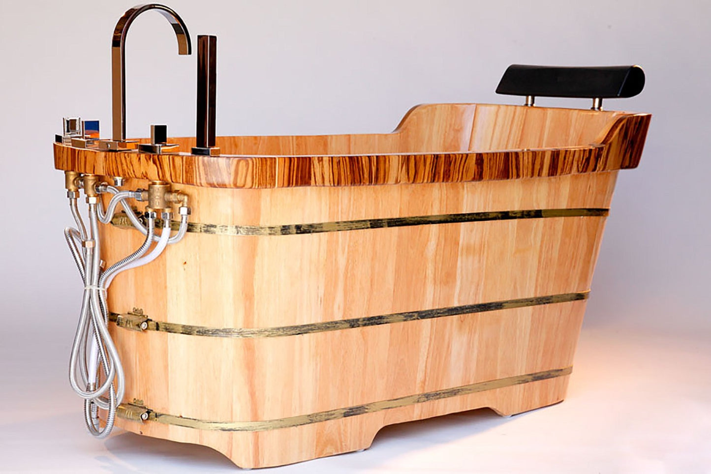 Free Standing Wooden Bathtub with Tub Filler by Alfi