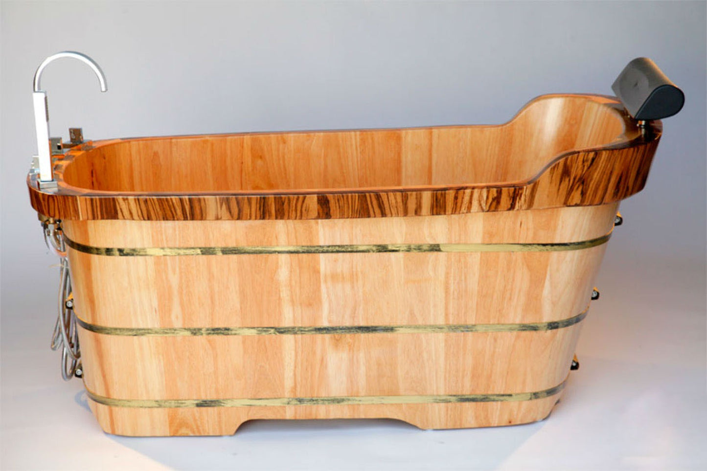 Free Standing Wooden Bathtub with Tub Filler by Alfi