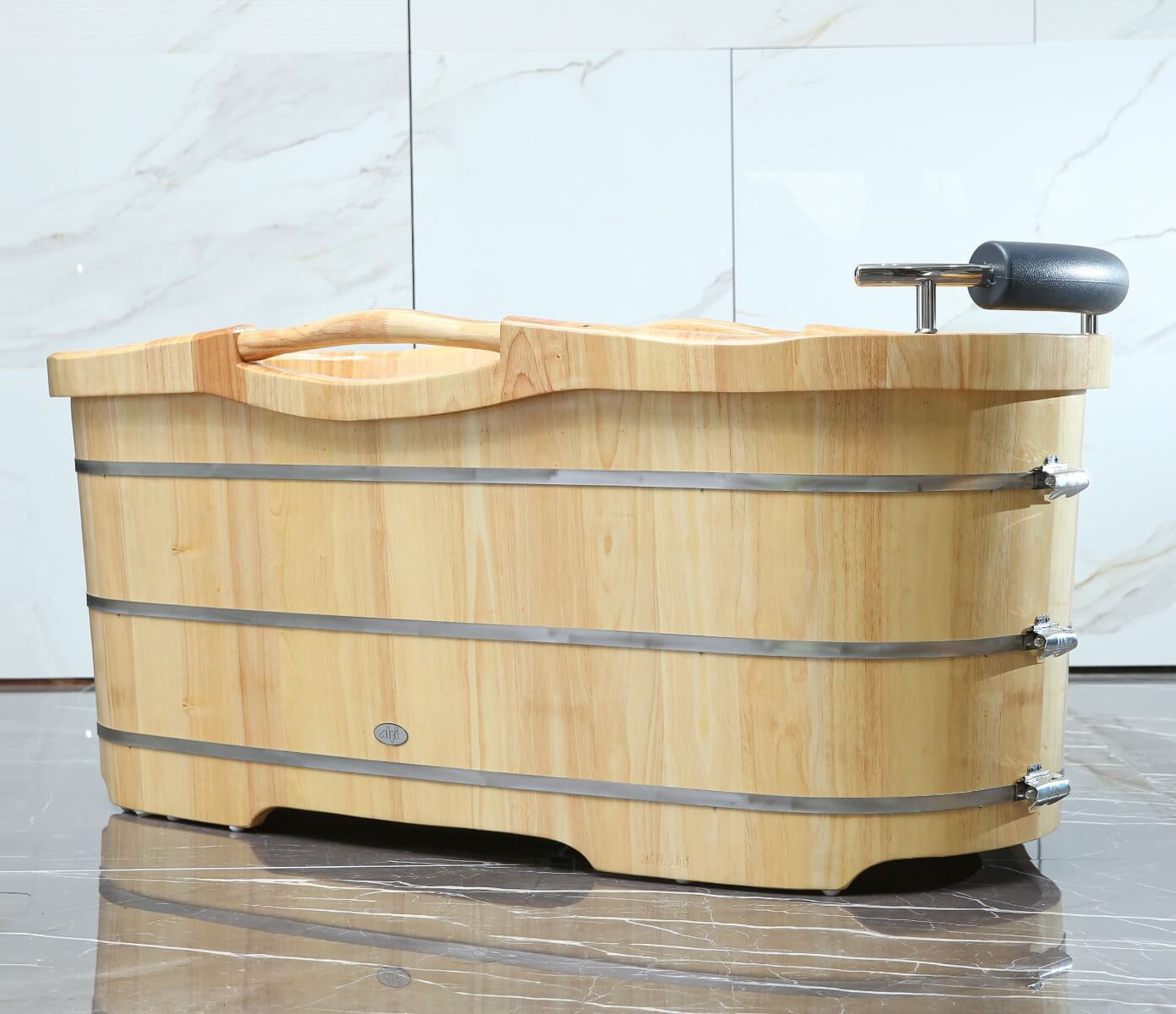 61'' Free Standing Wooden Bathtub with Headrest by Alfi