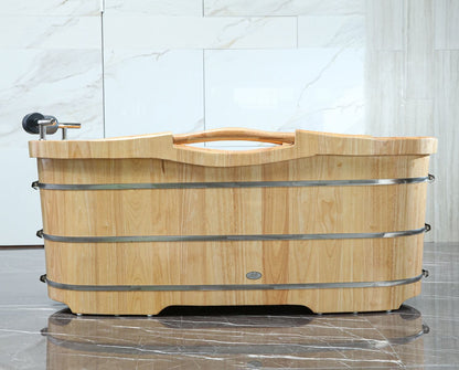 61'' Free Standing Wooden Bathtub with Headrest by Alfi
