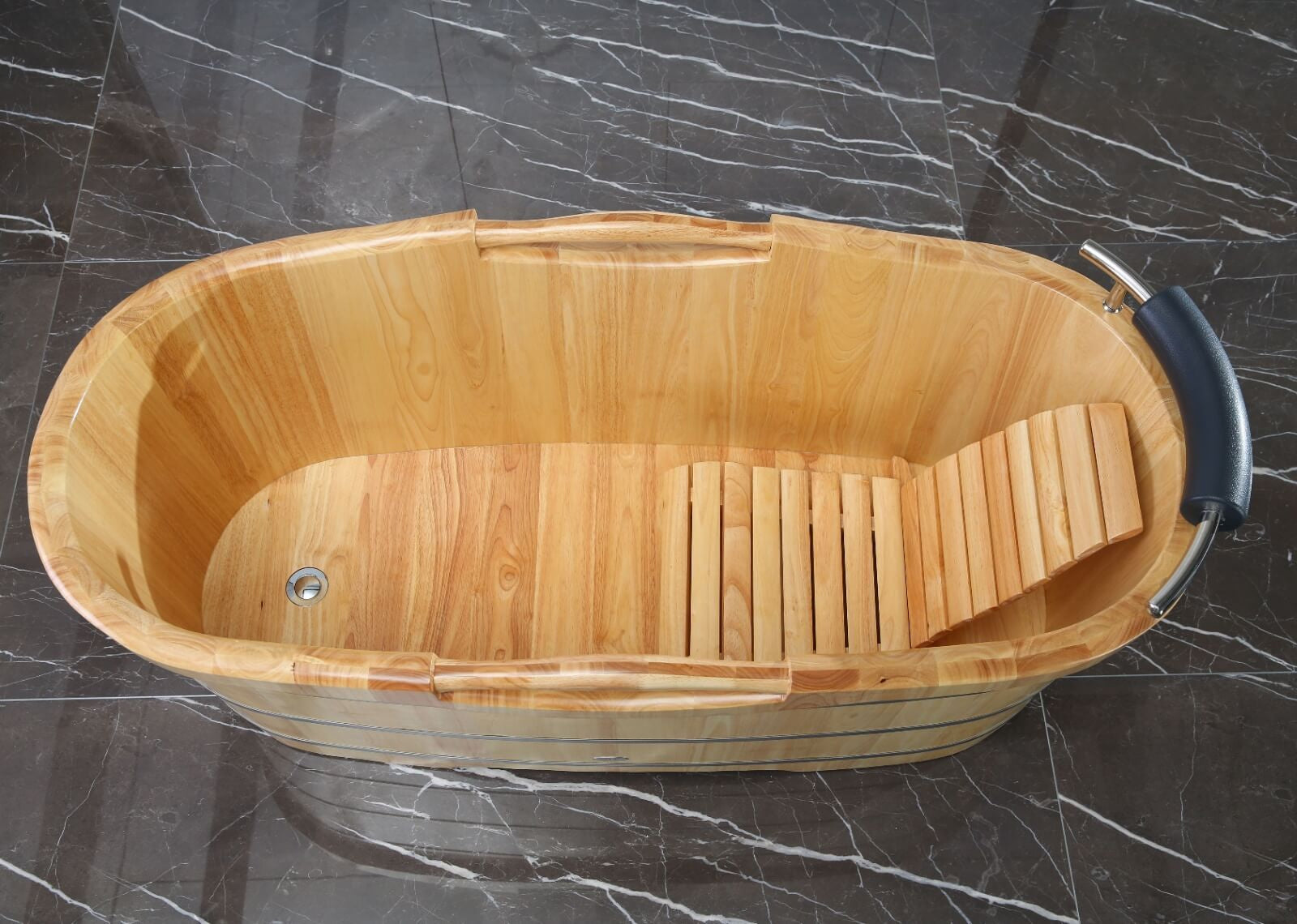 61'' Free Standing Wooden Bathtub with Headrest by Alfi
