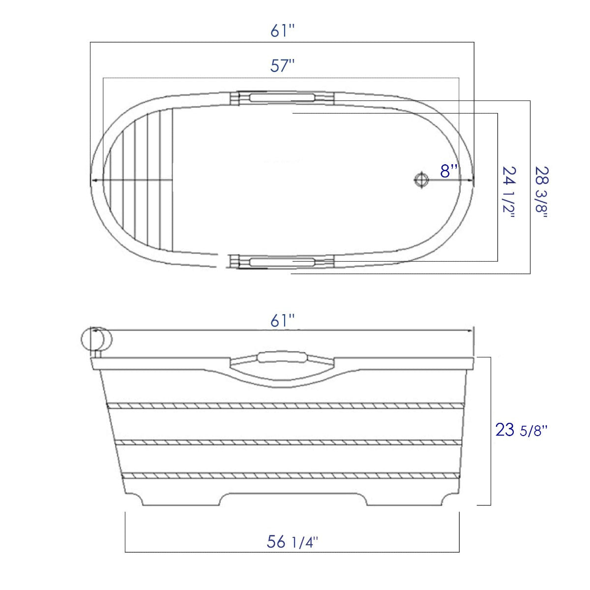 61'' Free Standing Wooden Bathtub with Headrest by Alfi