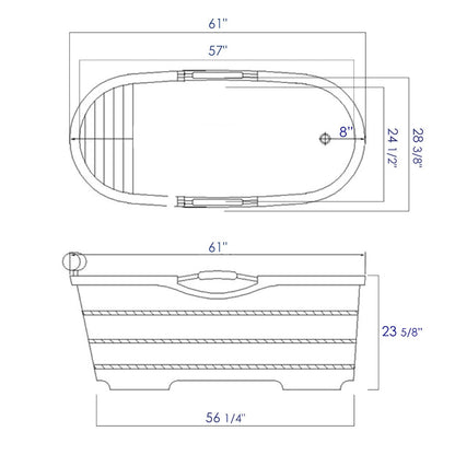 61'' Free Standing Wooden Bathtub with Headrest by Alfi