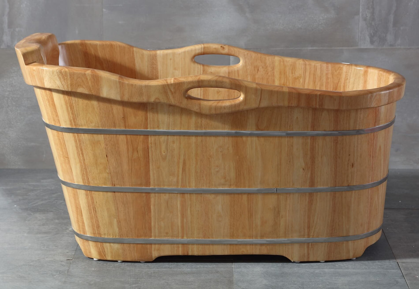 Wooden Soaking Bathtub with Headrest by Alfi