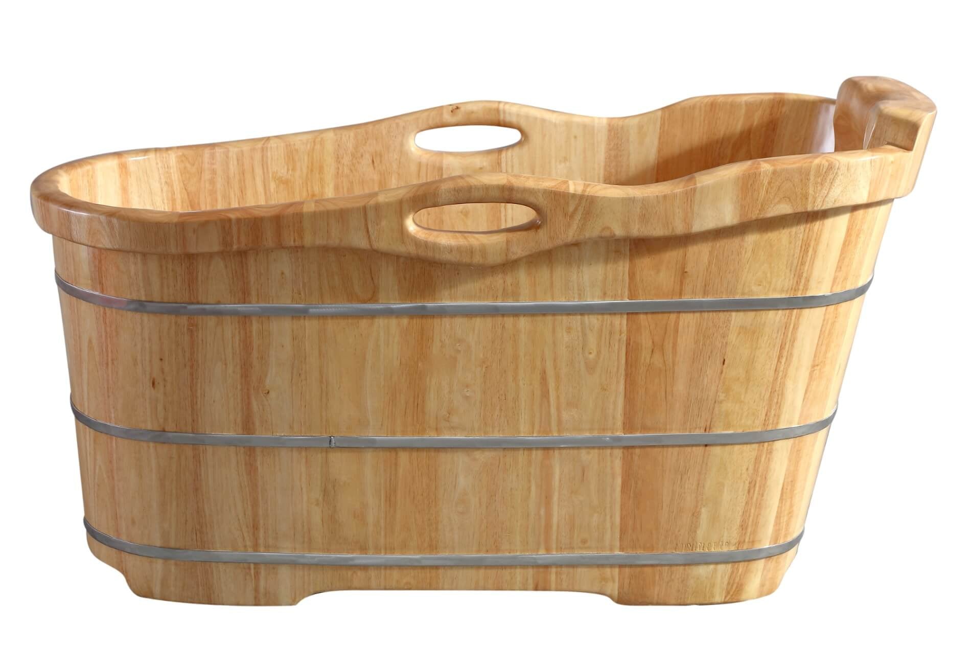 Wooden Soaking Bathtub with Headrest by Alfi
