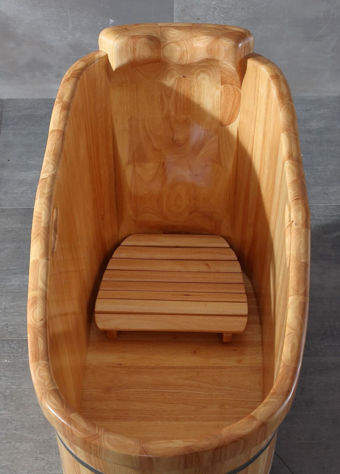 Wooden Soaking Bathtub with Headrest by Alfi