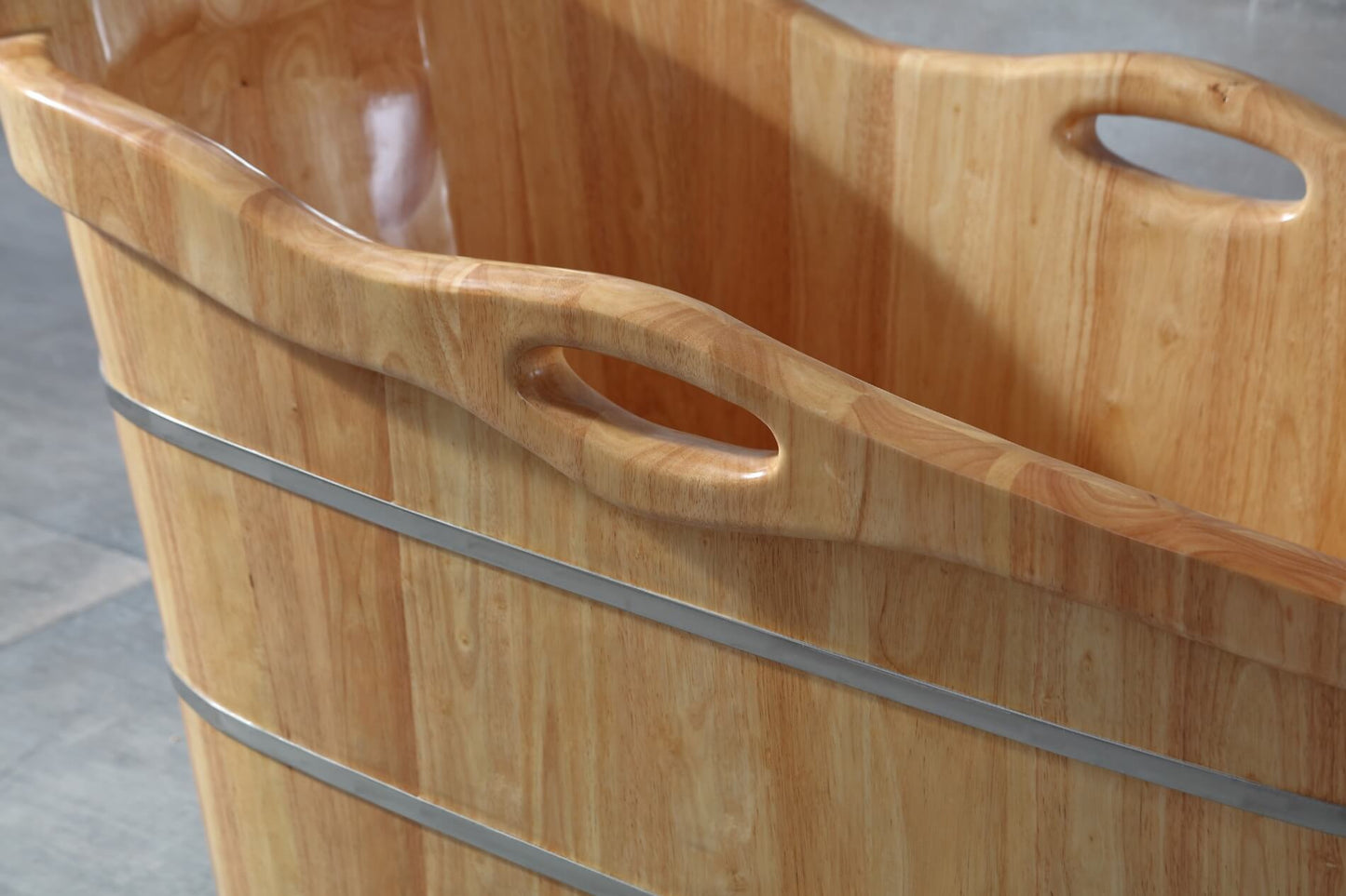 Wooden Soaking Bathtub with Headrest by Alfi