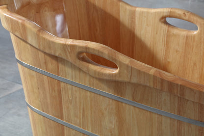 Wooden Soaking Bathtub with Headrest by Alfi