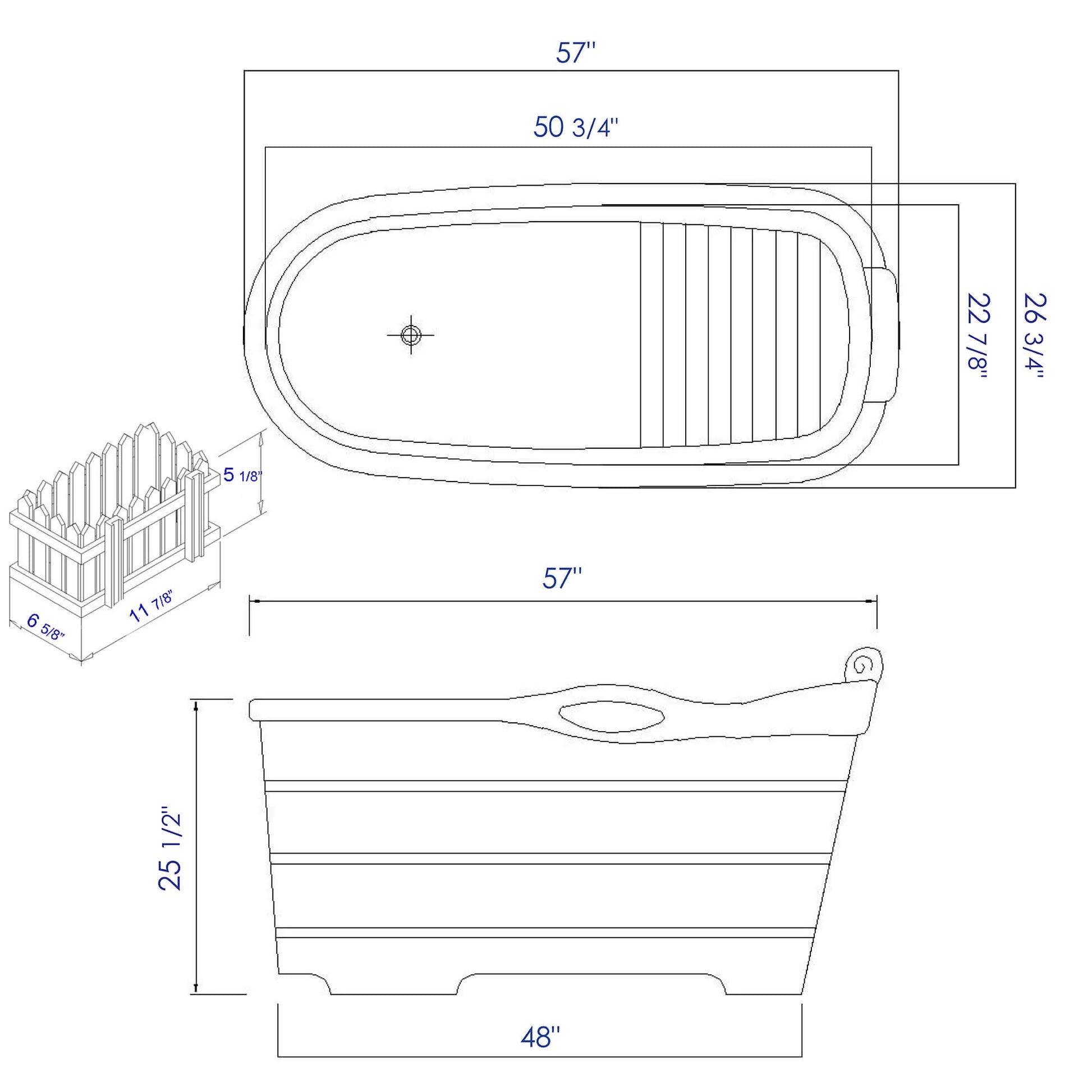 Wooden Soaking Bathtub with Headrest by Alfi