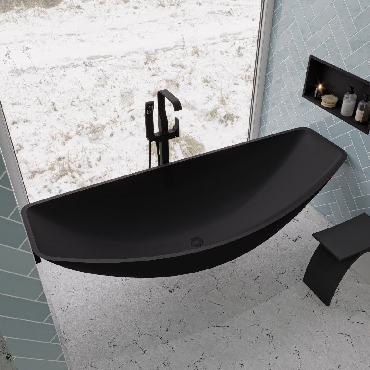 Floor Mount Tub Filler with Shower Head Polished/Brushed by Alfi