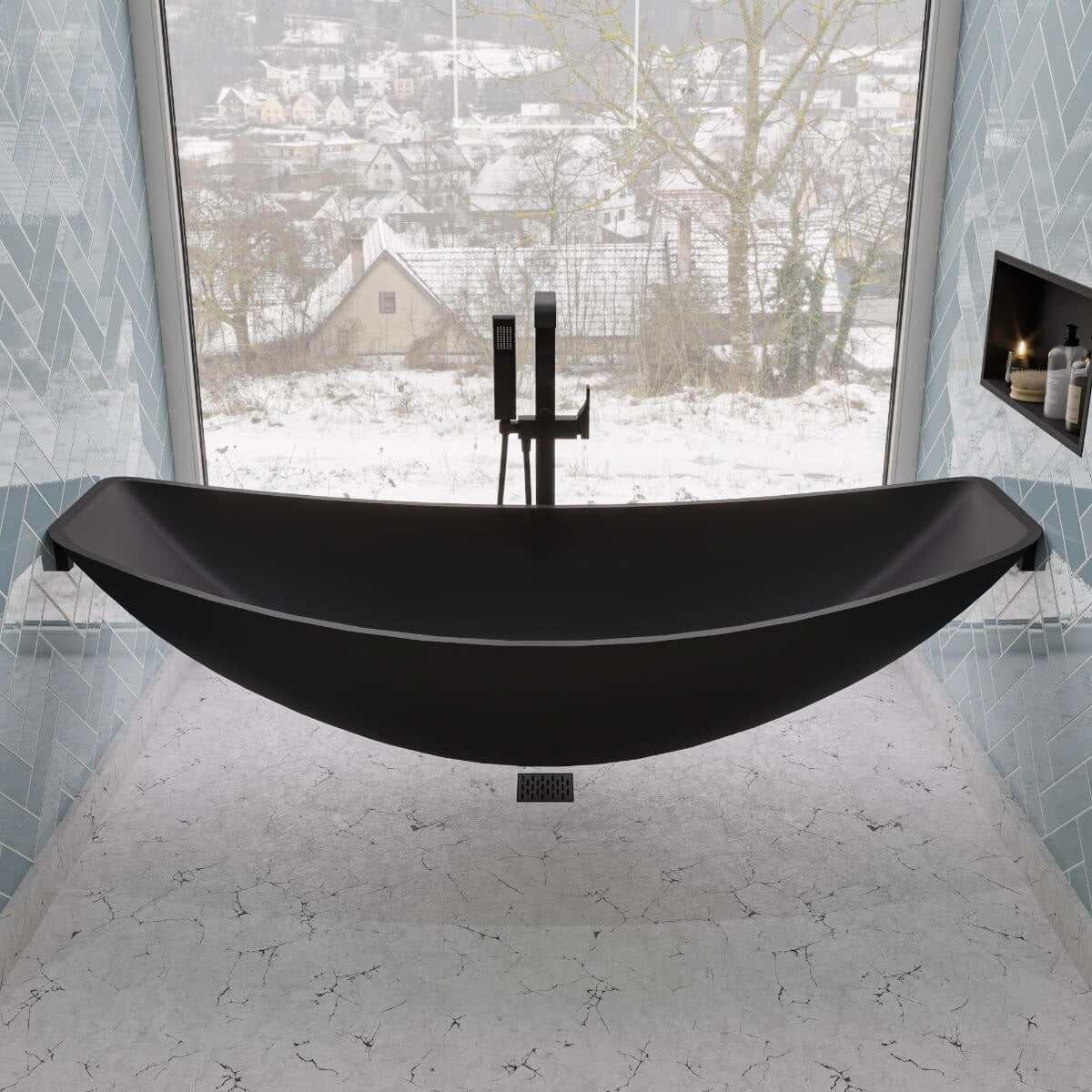 Floor Mount Tub Filler with Shower Head Polished/Brushed by Alfi