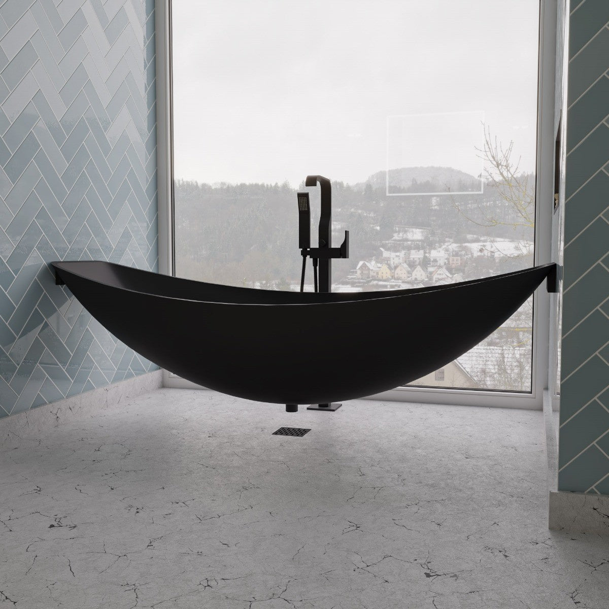 Floor Mount Tub Filler with Shower Head Polished/Brushed by Alfi