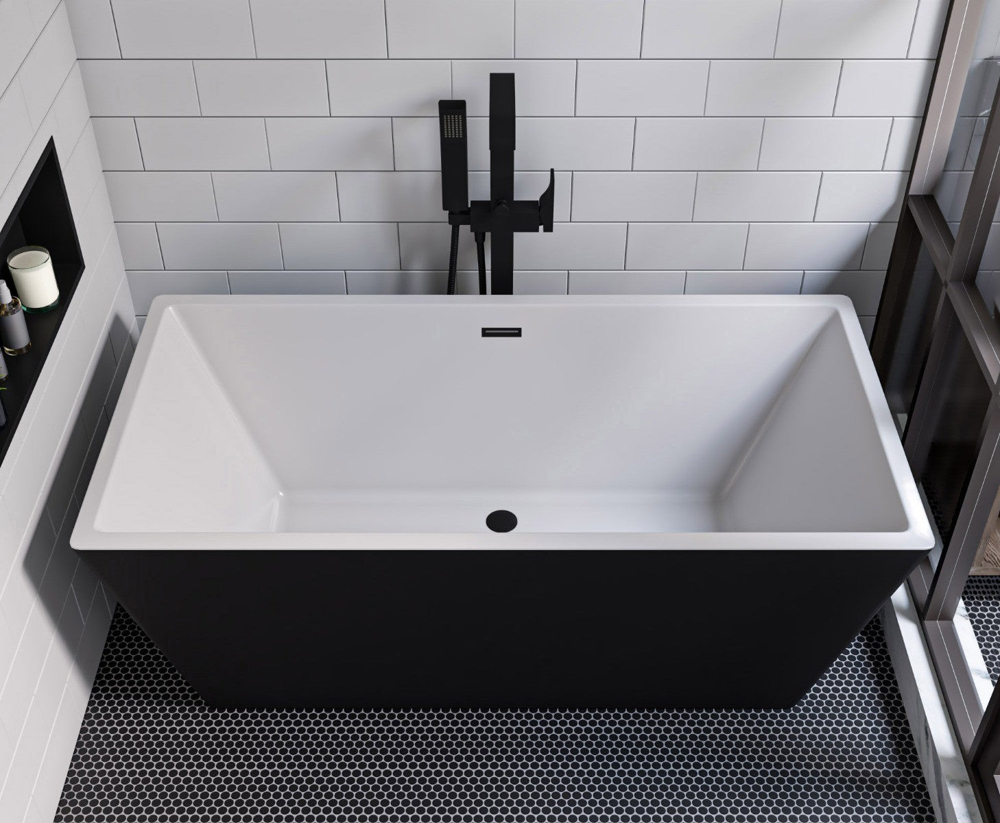 Floor Mount Tub Filler with Shower Head Polished/Brushed by Alfi