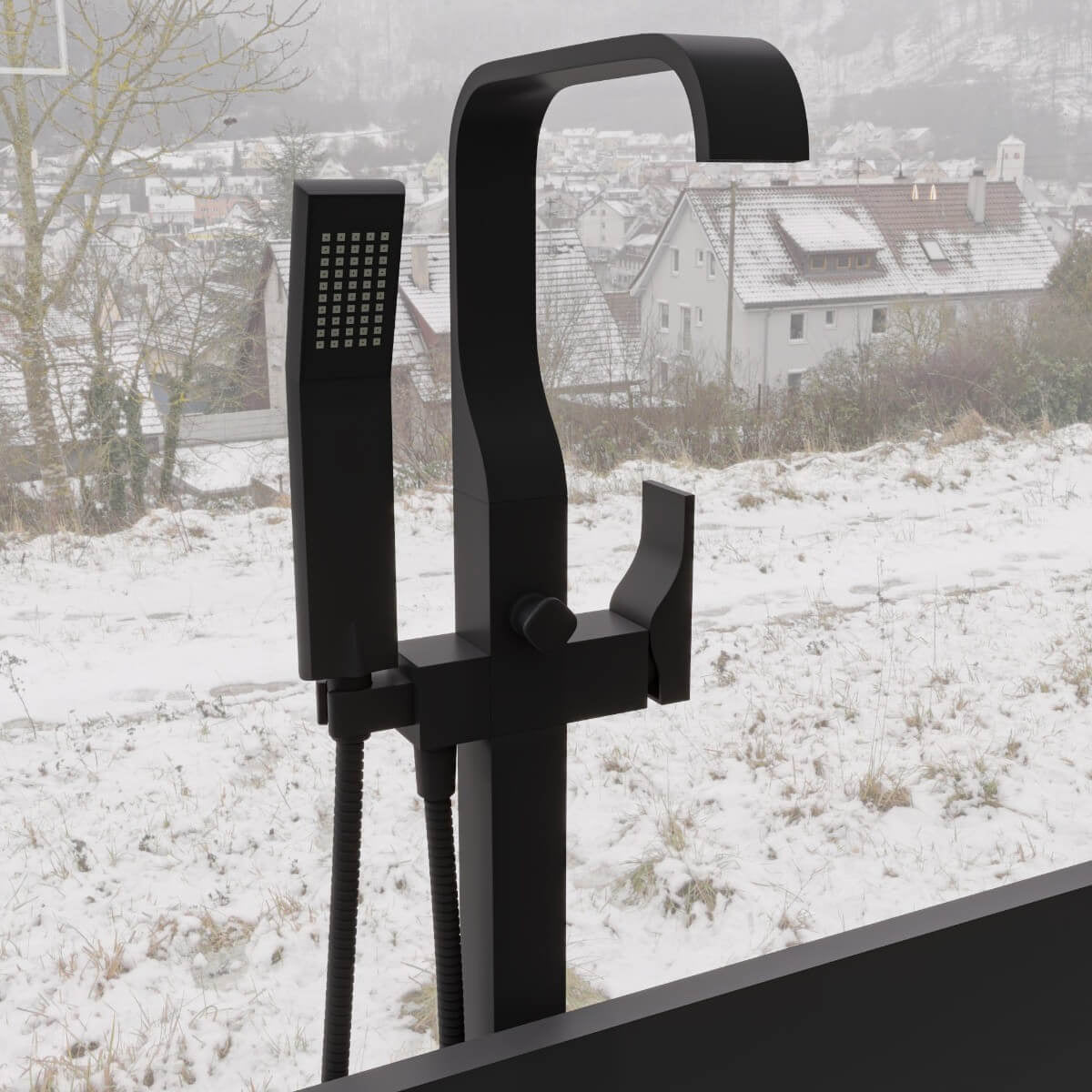 Floor Mount Tub Filler with Shower Head Polished/Brushed by Alfi