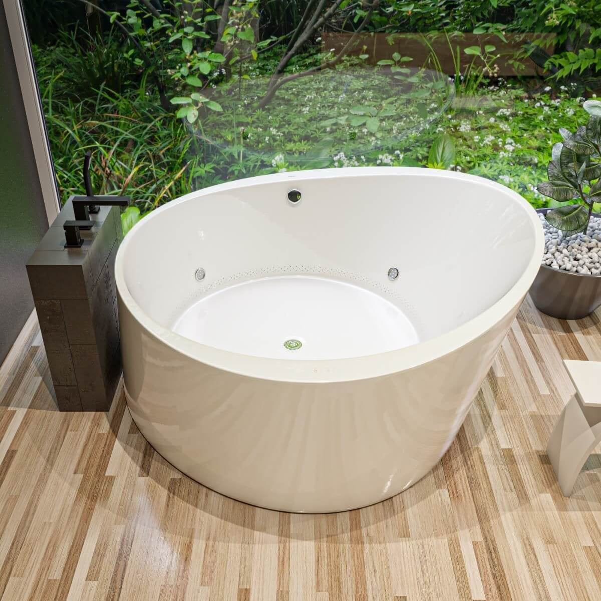 Deck Mounted Tub Filler and Square Hand Held Shower Head by Alfi