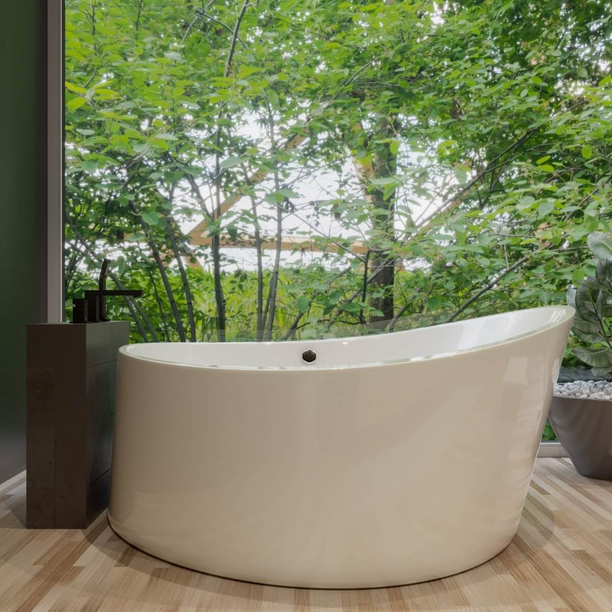 Deck Mounted Tub Filler and Square Hand Held Shower Head by Alfi