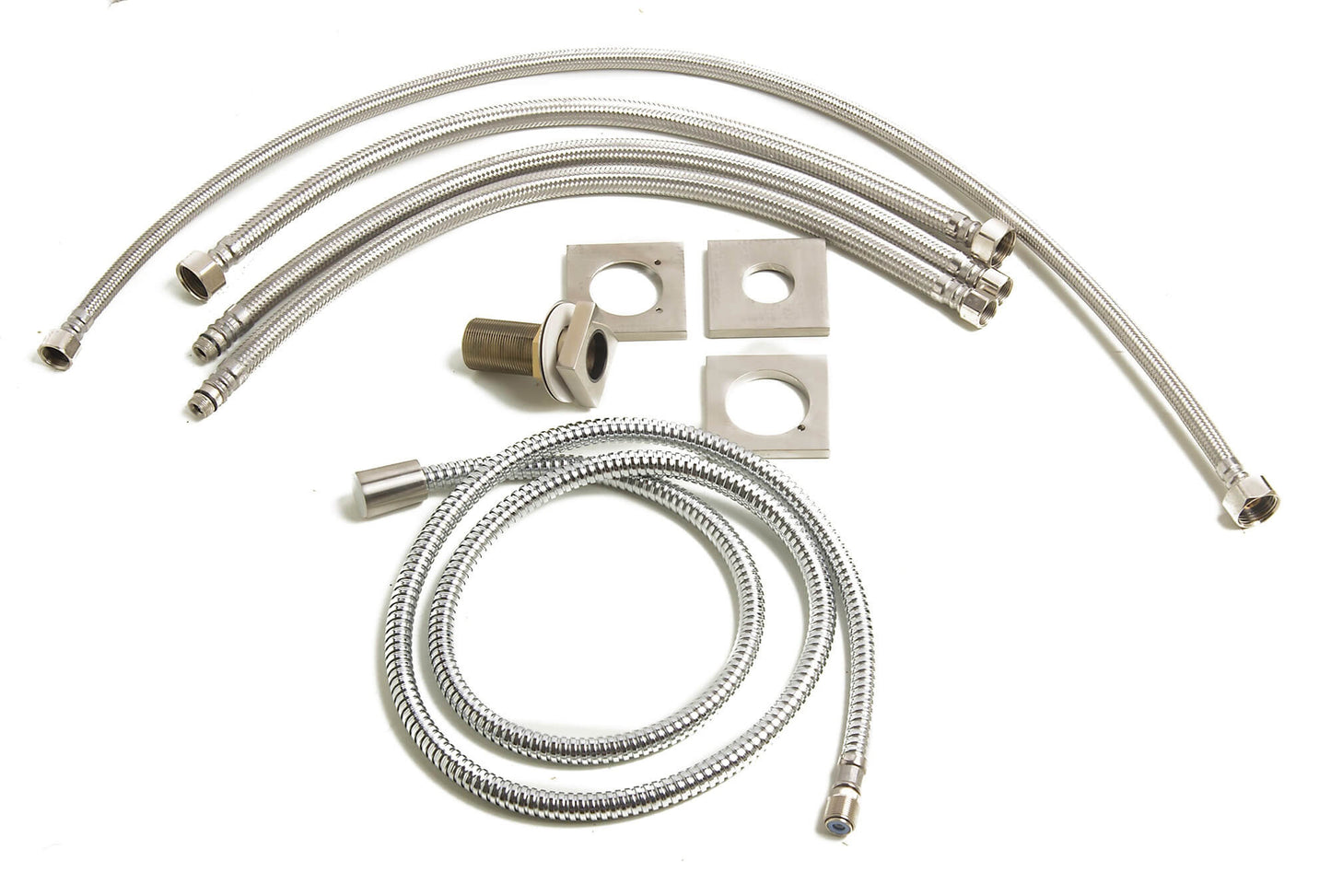 Deck Mounted Tub Filler and Square Hand Held Shower Head by Alfi