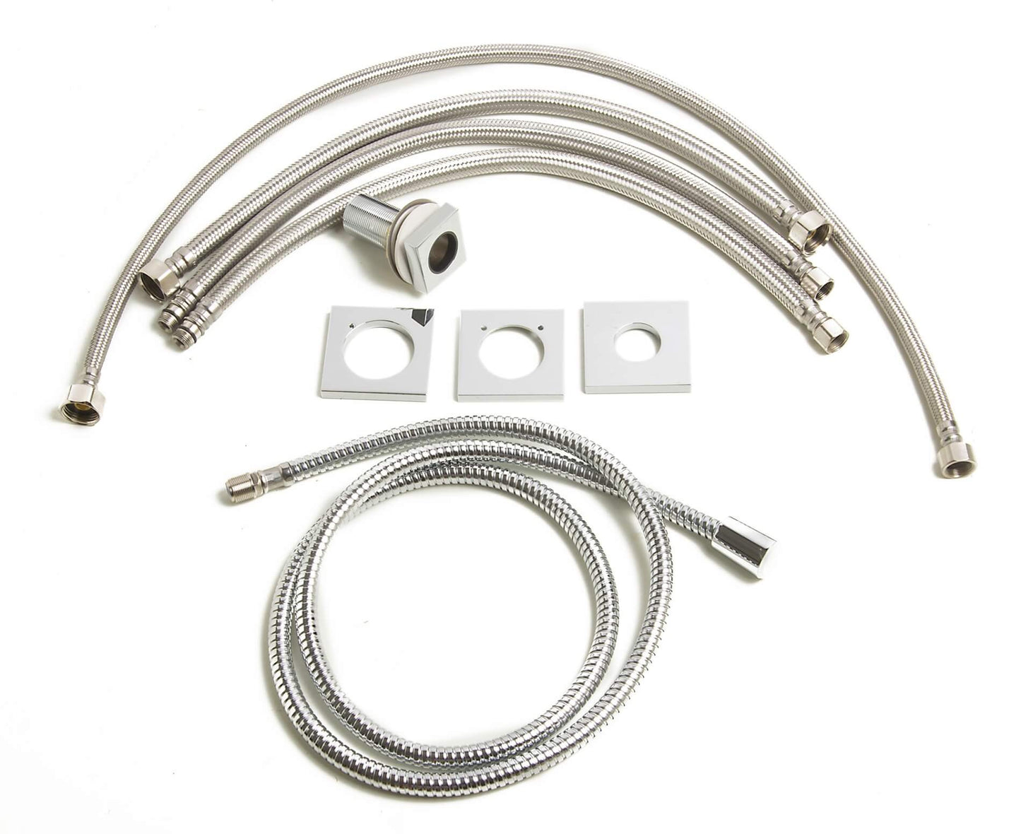 Deck Mounted Tub Filler and Square Hand Held Shower Head by Alfi