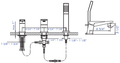 Deck Mounted Three Hole Bathroom Tub Filler & Shower Head by Alfi