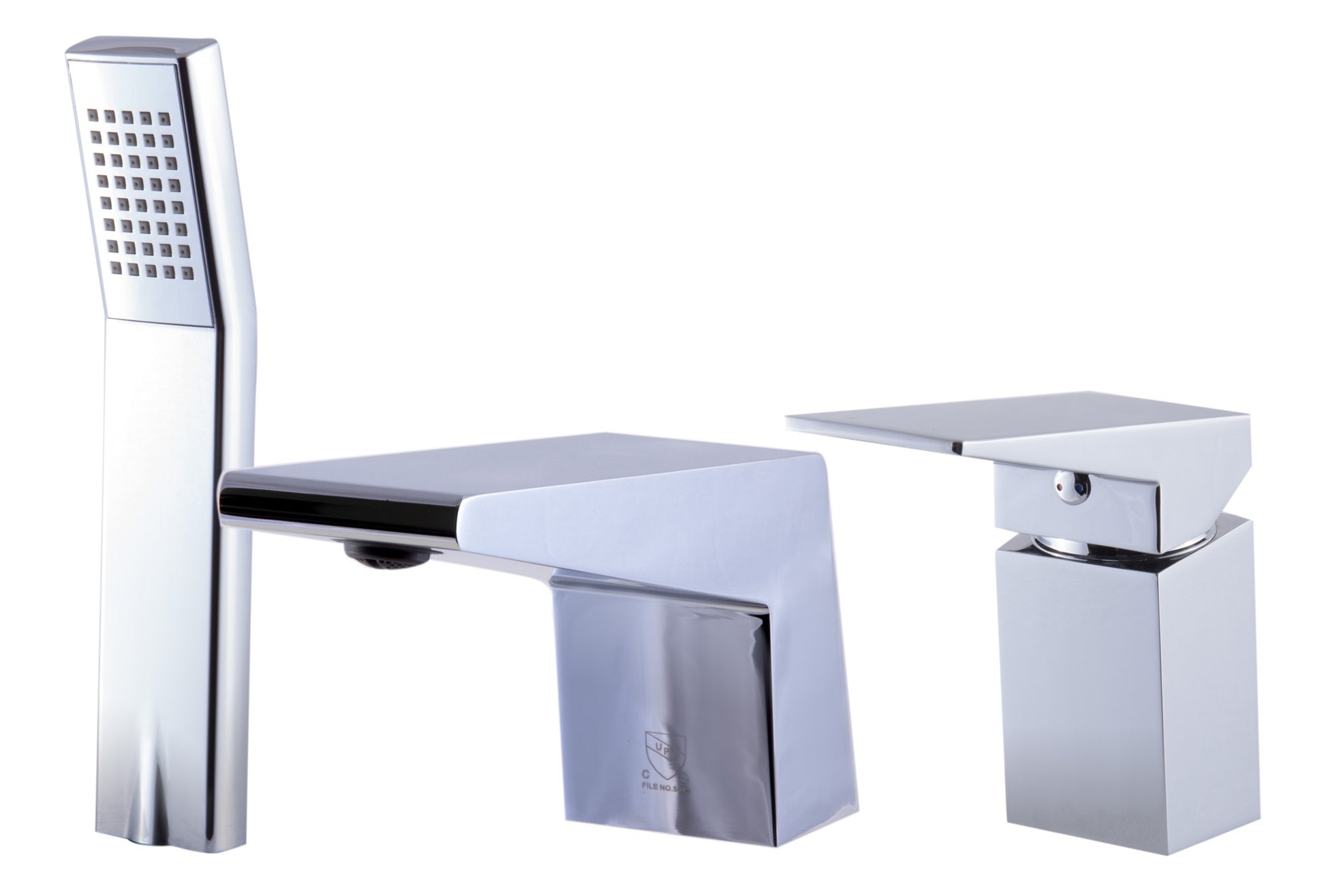 Deck Mounted Three Hole Bathroom Tub Filler & Shower Head by Alfi