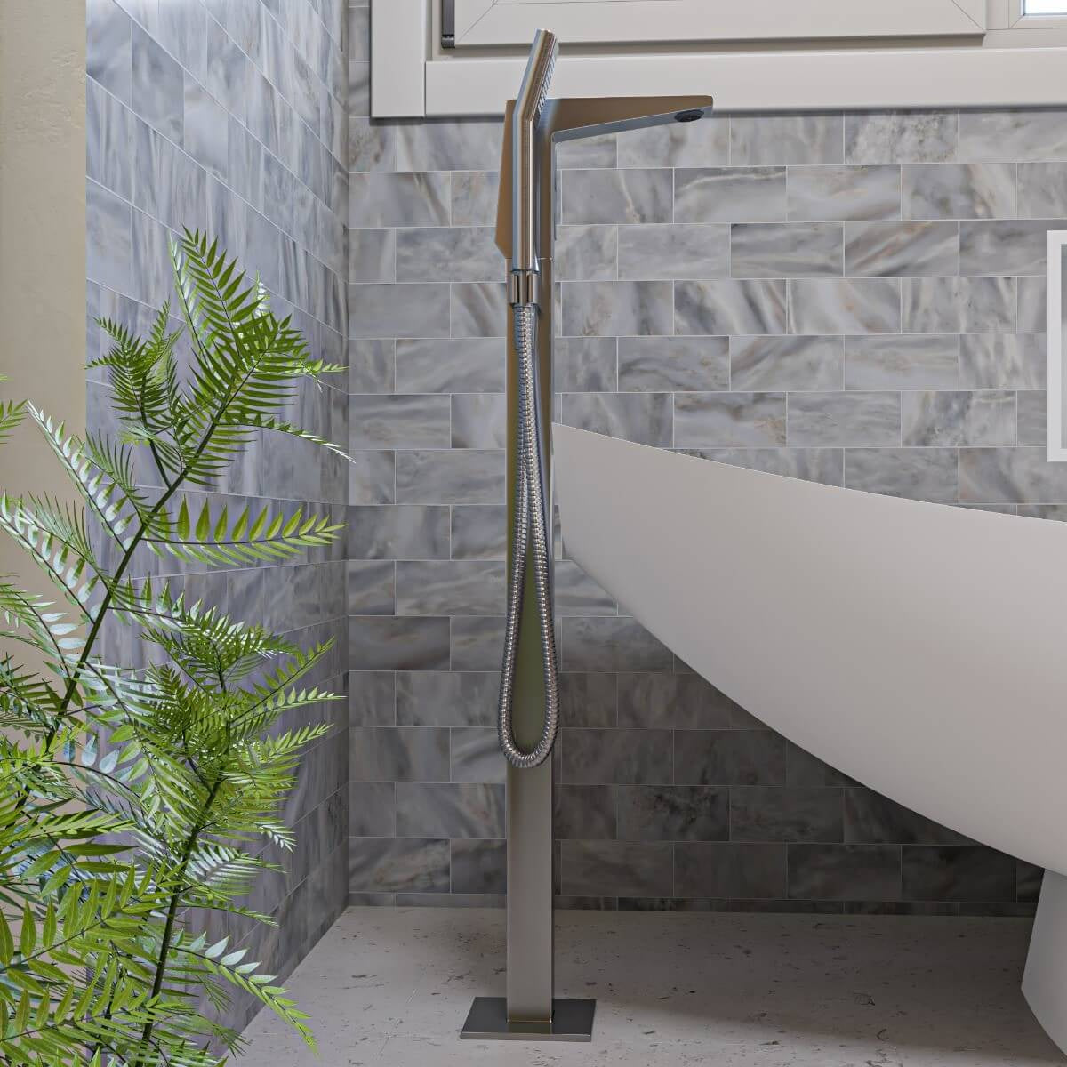 Single Hole Floor Mounted Tub Filler by Alfi
