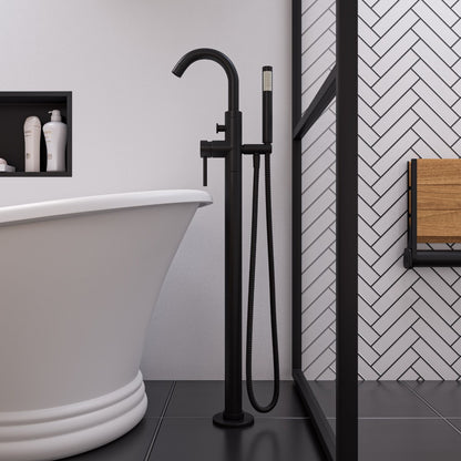 Floor Mount Tub Filler with Shower Head Polished/Brushed by Alfi