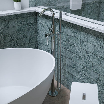 Floor Mount Tub Filler with Shower Head Polished/Brushed by Alfi