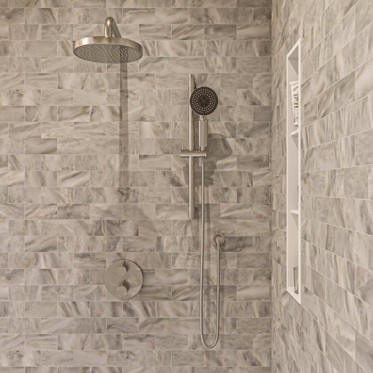 Round Style 2 Way Thermostatic Shower Set by Alfi