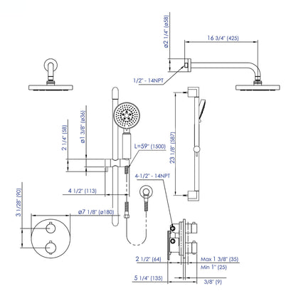 Round Style 2 Way Thermostatic Shower Set by Alfi