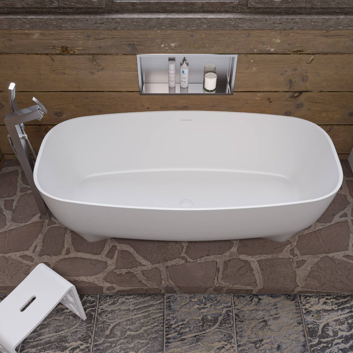 Floor Mounted Tub Filler + Mixer Hand Held Shower Head by Alfi