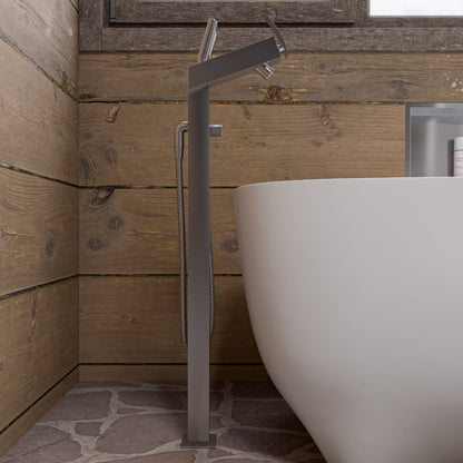 Floor Mounted Tub Filler + Mixer Hand Held Shower Head by Alfi