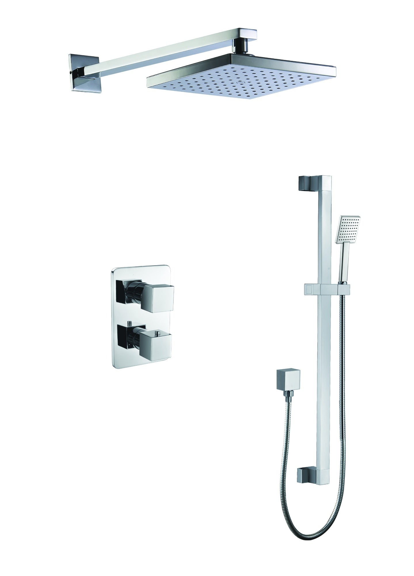 2 Way Thermostatic Square Knob Shower Set w/ Hand held Showerhead by Alfi