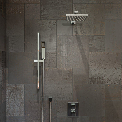 2 Way Thermostatic Square Knob Shower Set w/ Hand held Showerhead by Alfi