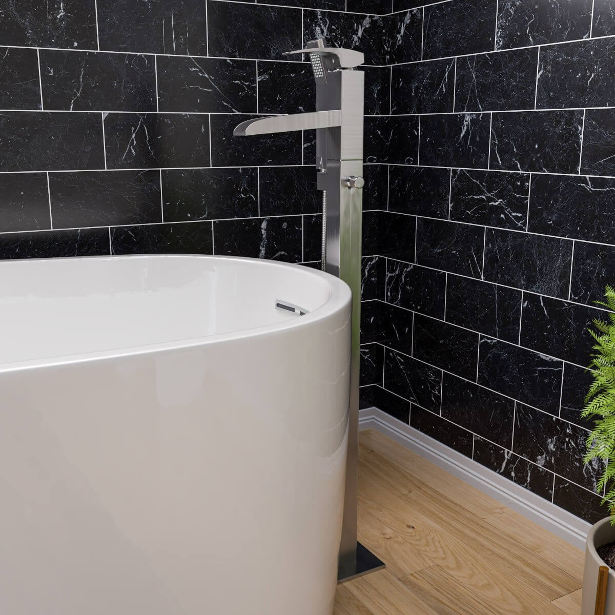 Single Hole Floor Mounted Waterfall Tub Filler by Alfi