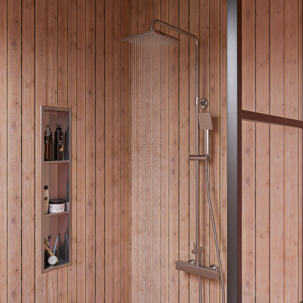 Square Style Thermostatic Exposed Shower Set by Alfi