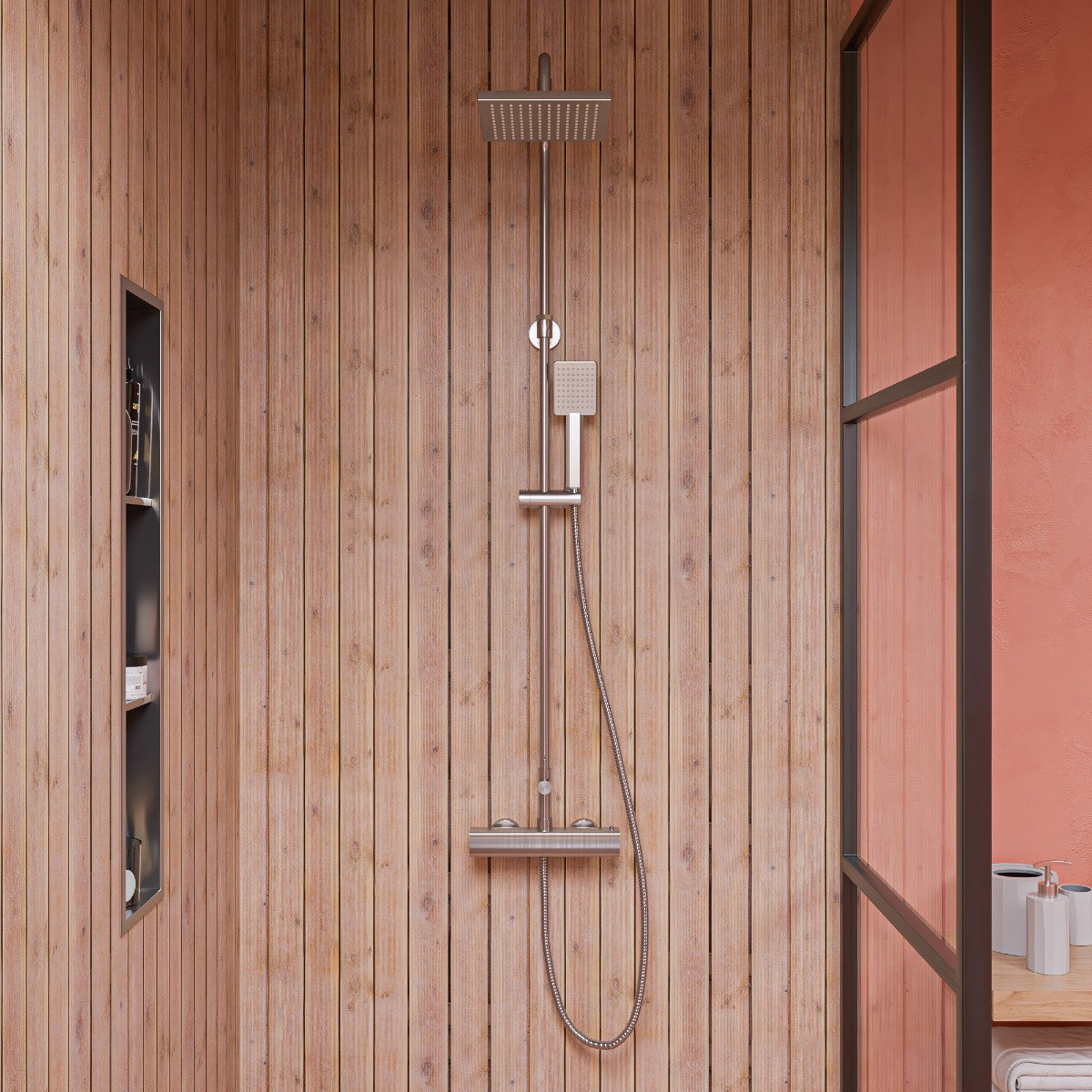 Square Style Thermostatic Exposed Shower Set by Alfi
