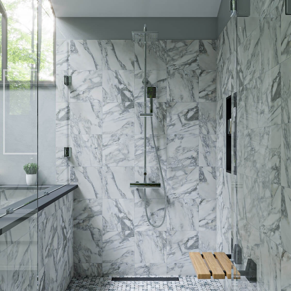 Square Style Thermostatic Exposed Shower Set by Alfi