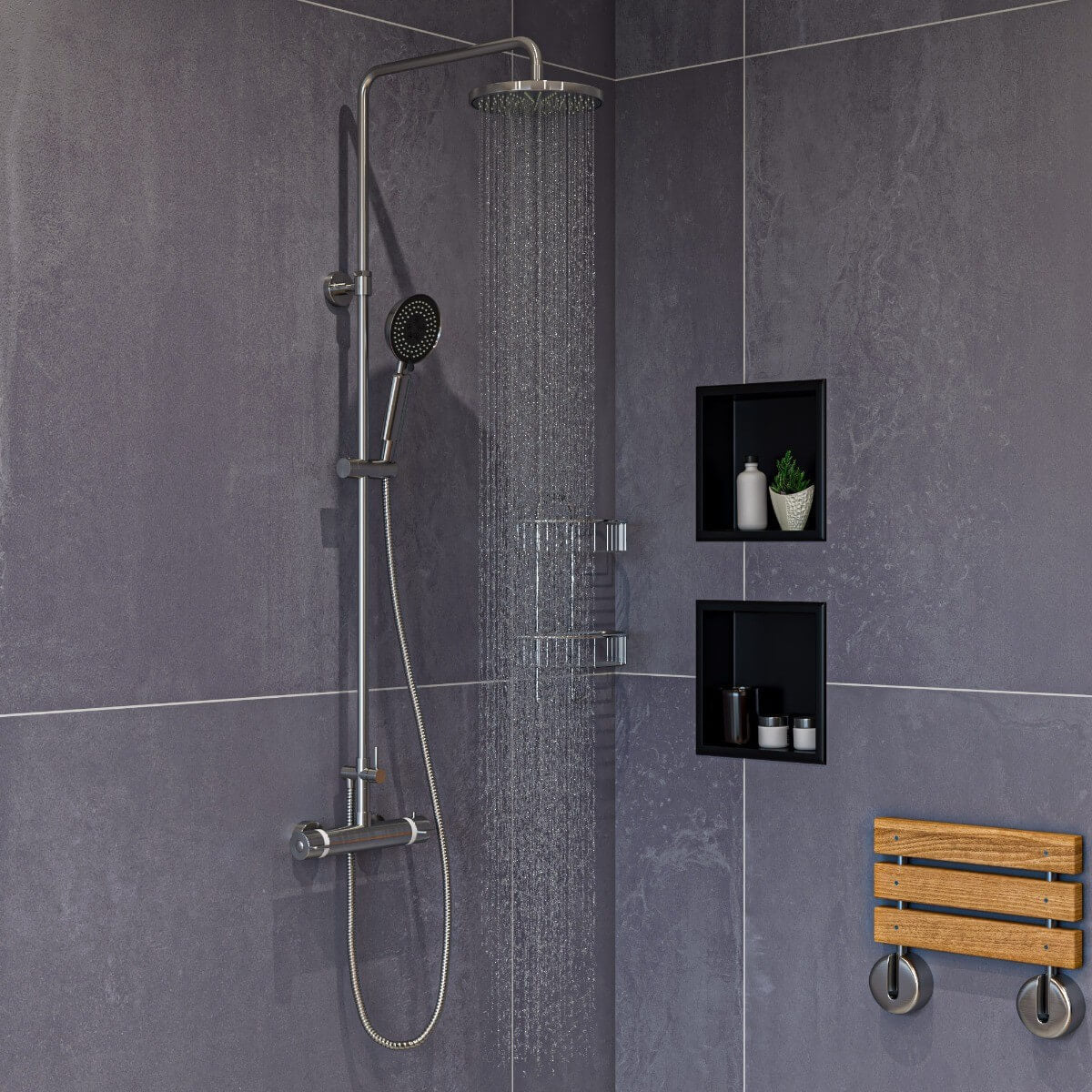 Round Style Thermostatic Exposed Shower Set by Alfi