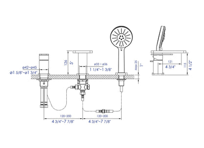 Deck Mounted Tub Filler with Hand Held Showerhead by Alfi