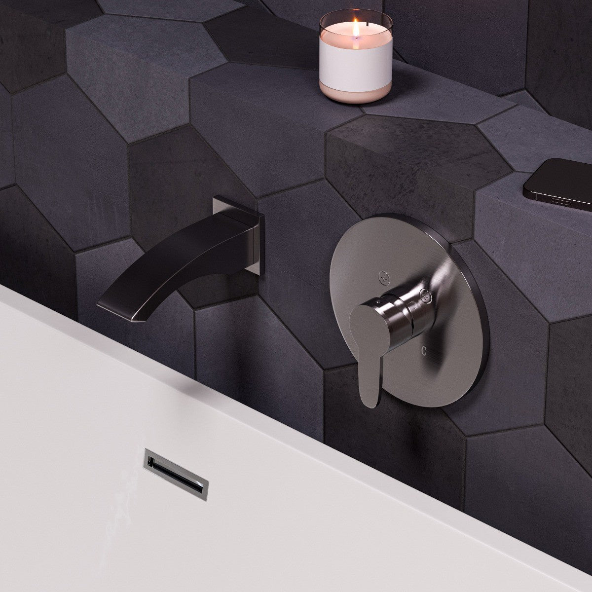 Curved Tub Filler Bathroom Spout Polished or Brushed by Alfi