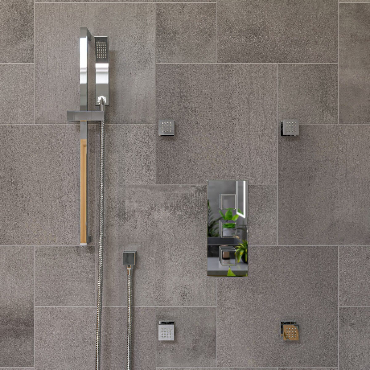 Sliding Rail Hand Shower Set in Polished or Brushed by Alfi