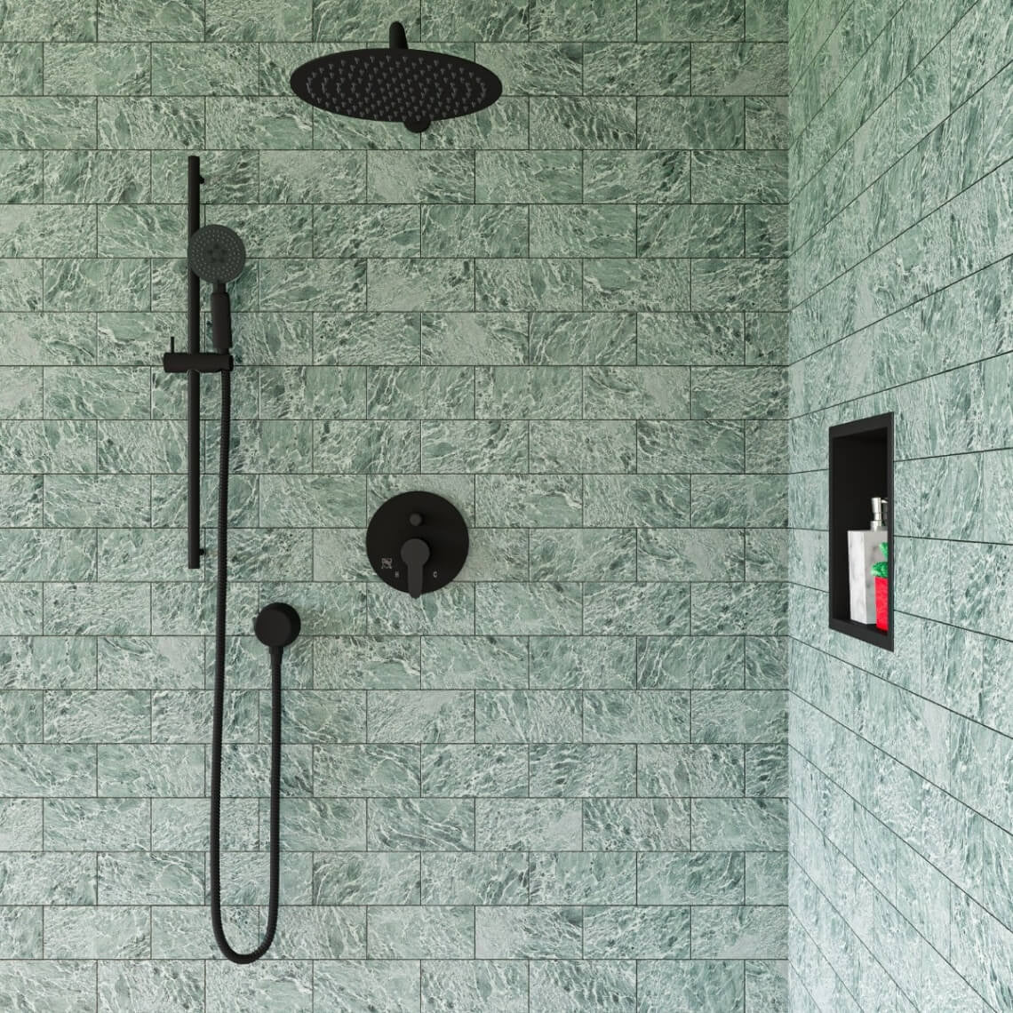 Sliding Rail Hand Shower Set in Polished or Brushed by Alfi