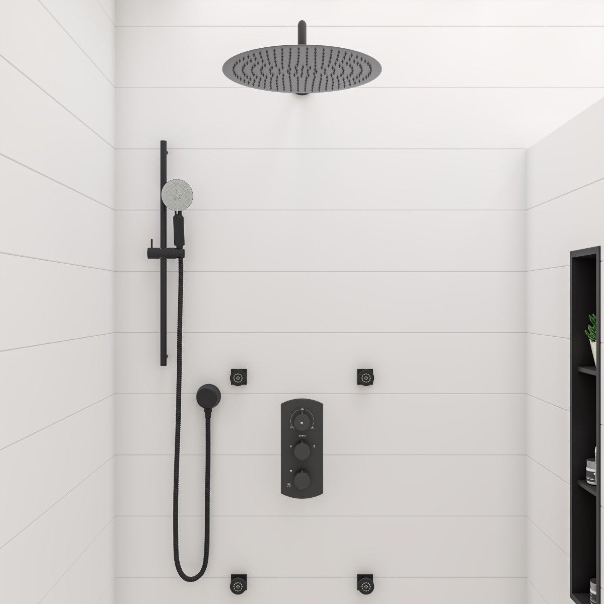 Sliding Rail Hand Shower Set in Polished or Brushed by Alfi