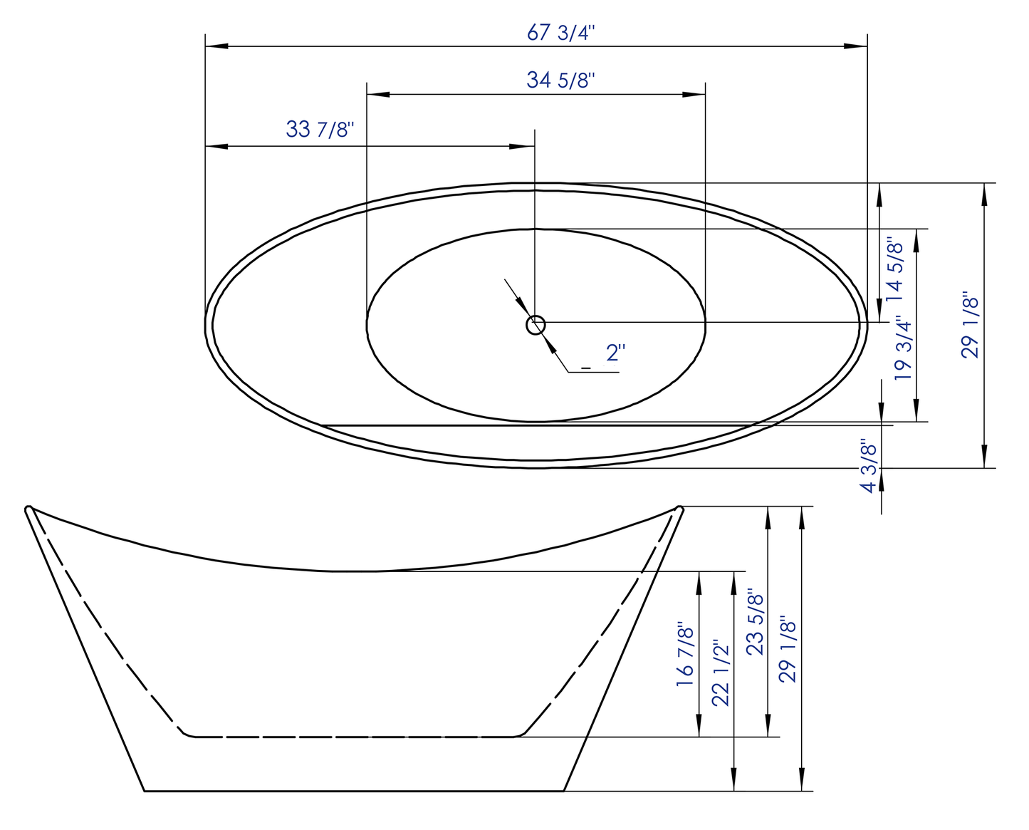 Spa Inspired Oval Free Standing Soaking Bathtub by Alfi